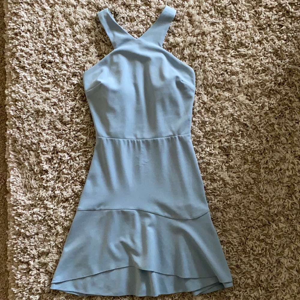 Bar III Light Blue Halter Neck Fit-and-Flare Dress